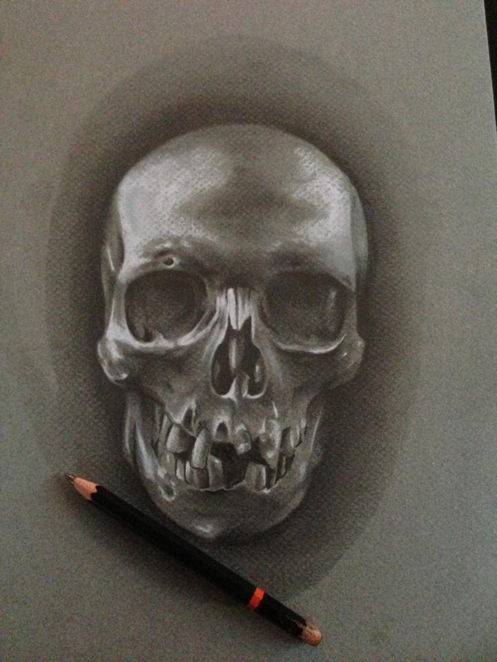 Tattoo Mini foto galleri, kranie blyants tegning, skull, death