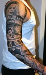 tattoo mini galleri, gangster tattoo, mafia, wiseguys, capone, gangster sleeve, mafia tattoos,