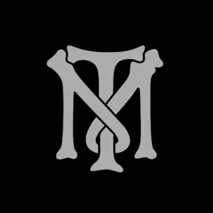 TattooMini monogram logo featuring an intertwined “T” and “M” formed from stylized bone shapes on a black background.