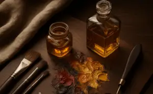 Oliemaling med pensler, oliefarver, kunstnerisk arbejdsproces hos tattoo Mini