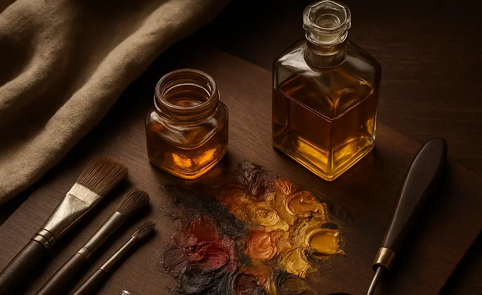 Oliemaling med pensler, oliefarver, kunstnerisk arbejdsproces hos tattoo Mini